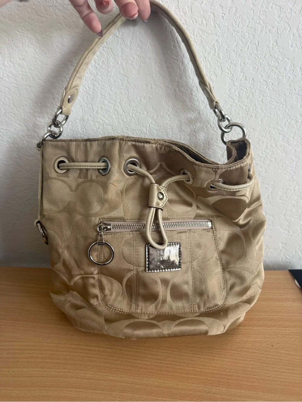 Coach Poppy Tan Bucket Bag